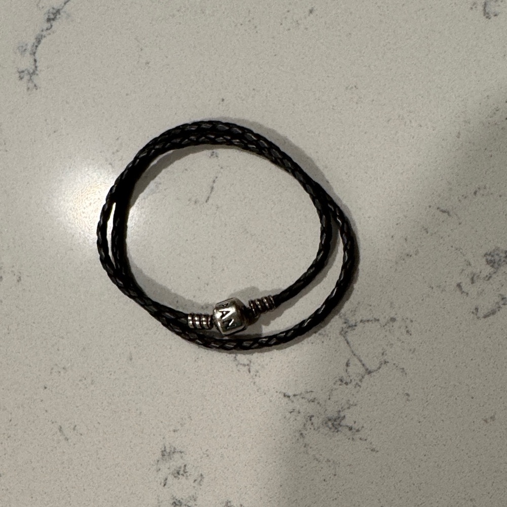 Pandora Gray Braided Bracelet with Silver Clasp